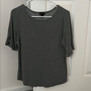 Ann Taylor Dark Gray Ruffle Sleeve Tee